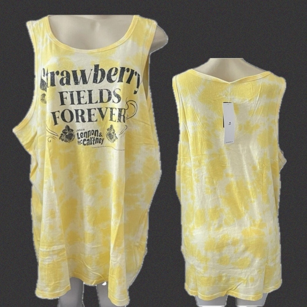Lyrics by Lennon & McCartney 4X Strawberry Fields Forever Yellow Tie Dye Tank